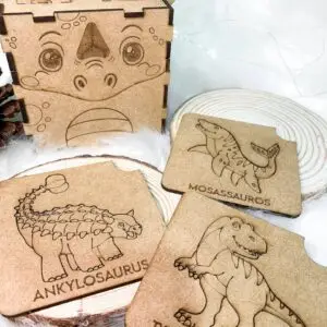 Kit Stencil Educativo Dinossauros em MDF – 20 Unidades